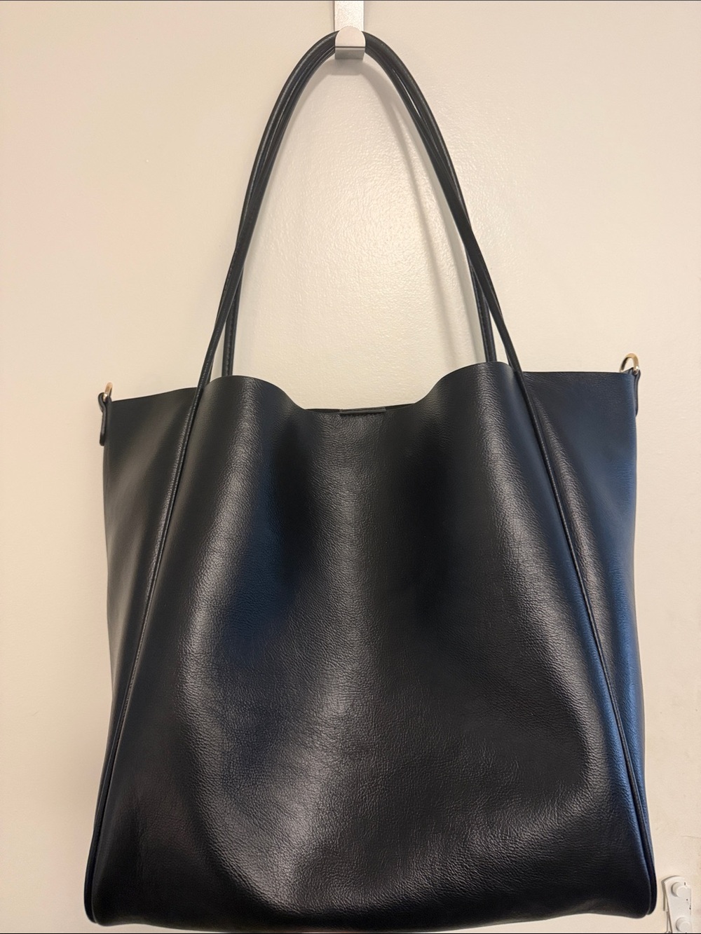 Anthropologie Black Leather Tote Bag